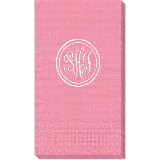 Double Circle Monogram Moire Guest Towels